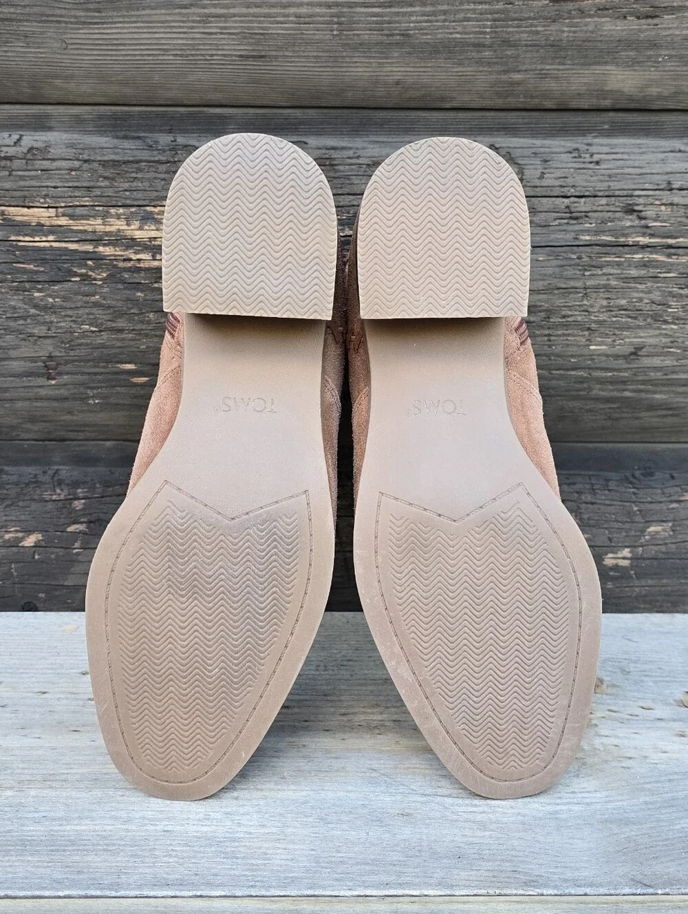 Toms NEW Delilah Western Boho Minimalist Suede Whipstich Block Heel Bootie 6.5M